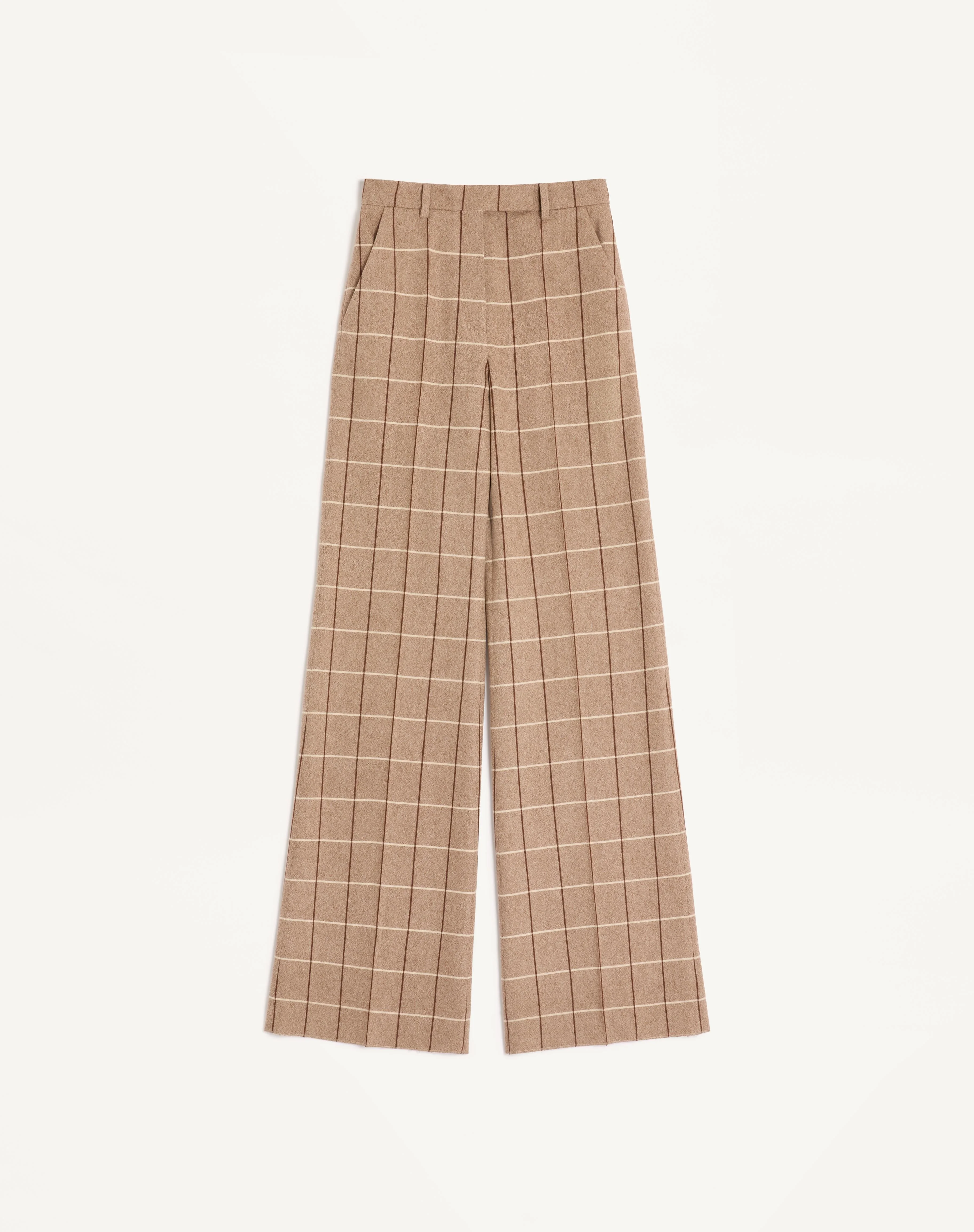 WOOL PANTS WITH WINDOWPANE CHECK PATTERN - 1