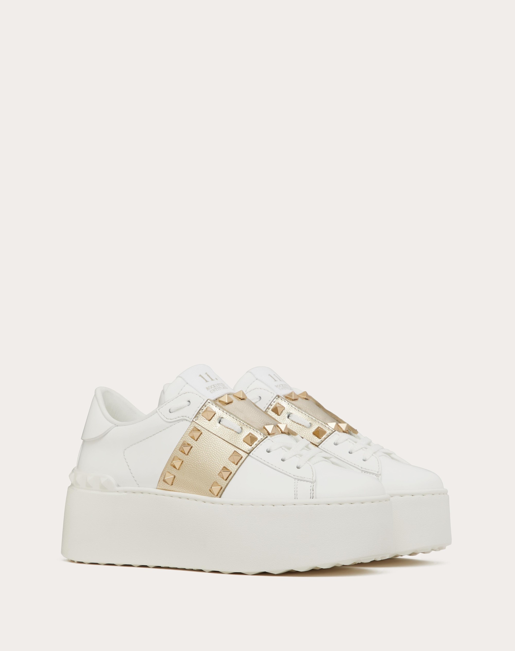 FLATFORM ROCKSTUD UNTITLED SNEAKER IN CALFSKIN WITH METALLIC BAND - 2