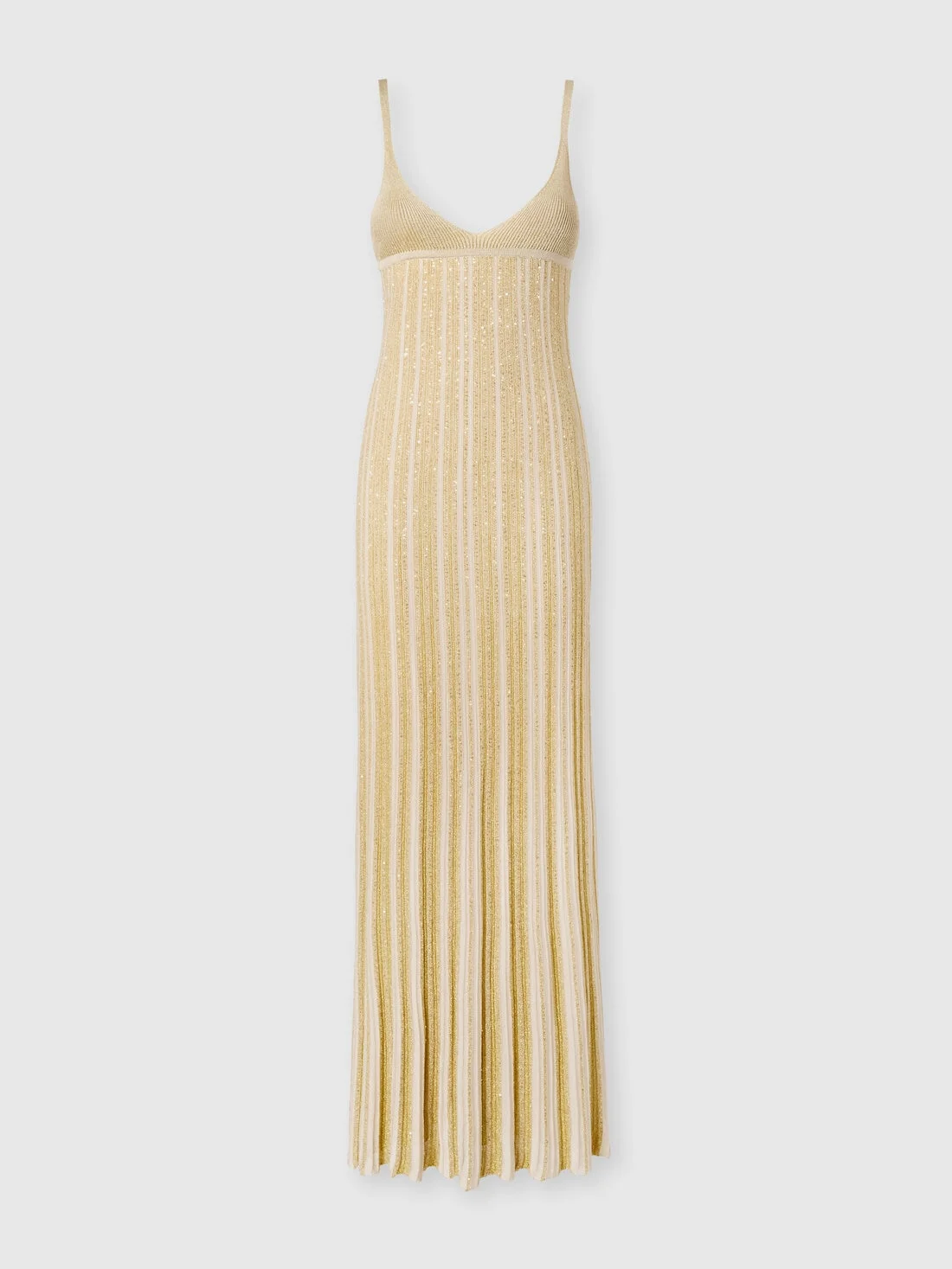 Sleeveless Mixed Viscose Lamé Gown with Sequins - 1