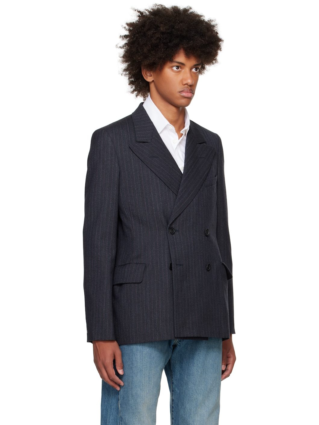 Gray Pinstripe Blazer - 2