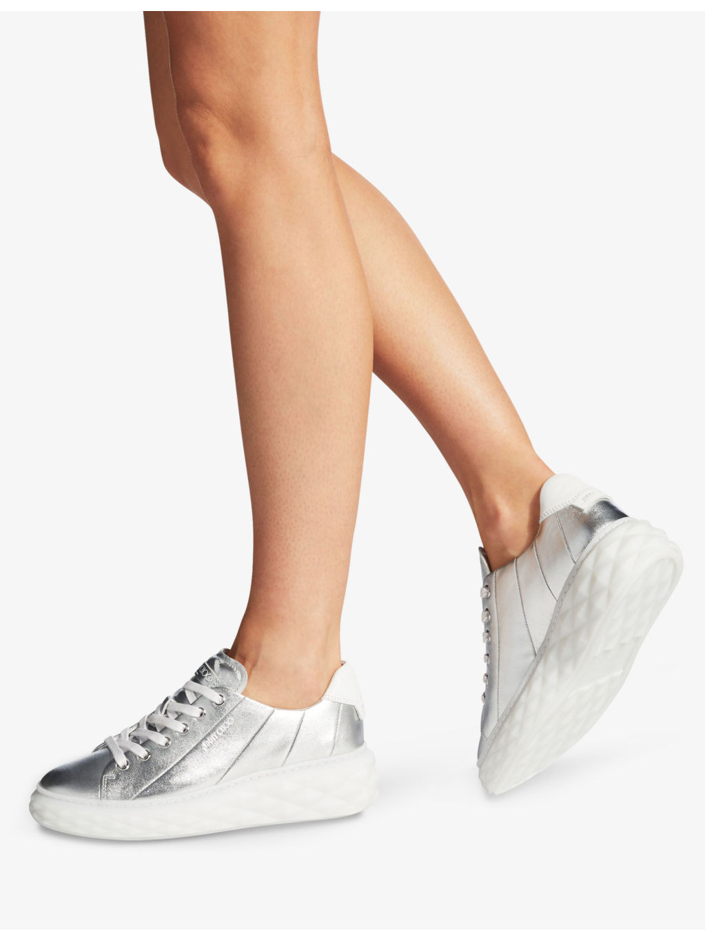Diamond Light Maxi metallic leather low-top trainers - 2