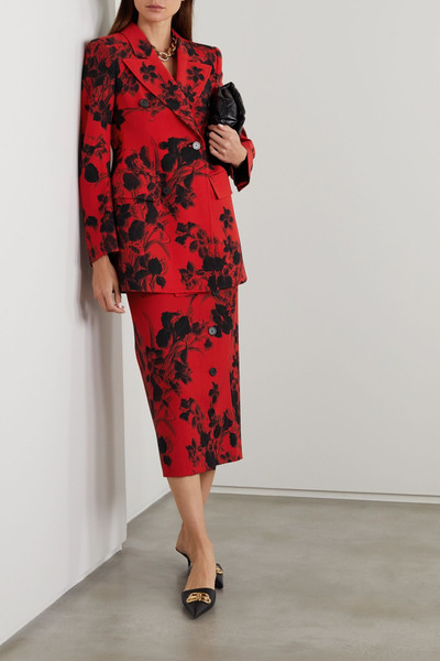 BALENCIAGA Floral-print wool-crepe midi skirt outlook