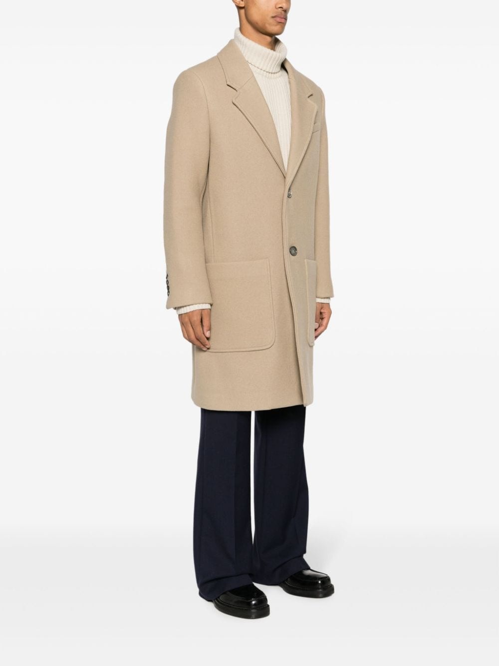 virgin wool single-breasted coat - 3