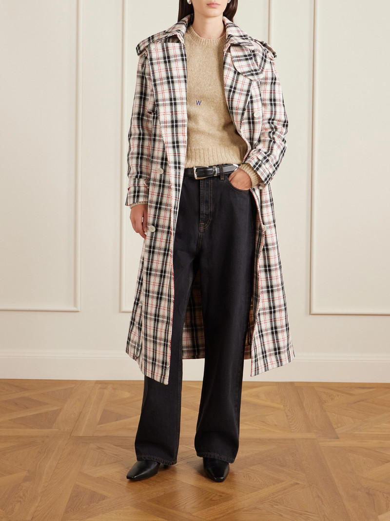 S.S.DALEY Eve Belted Double-breasted Checked Cotton-blend Tweed Trench Coat outlook
