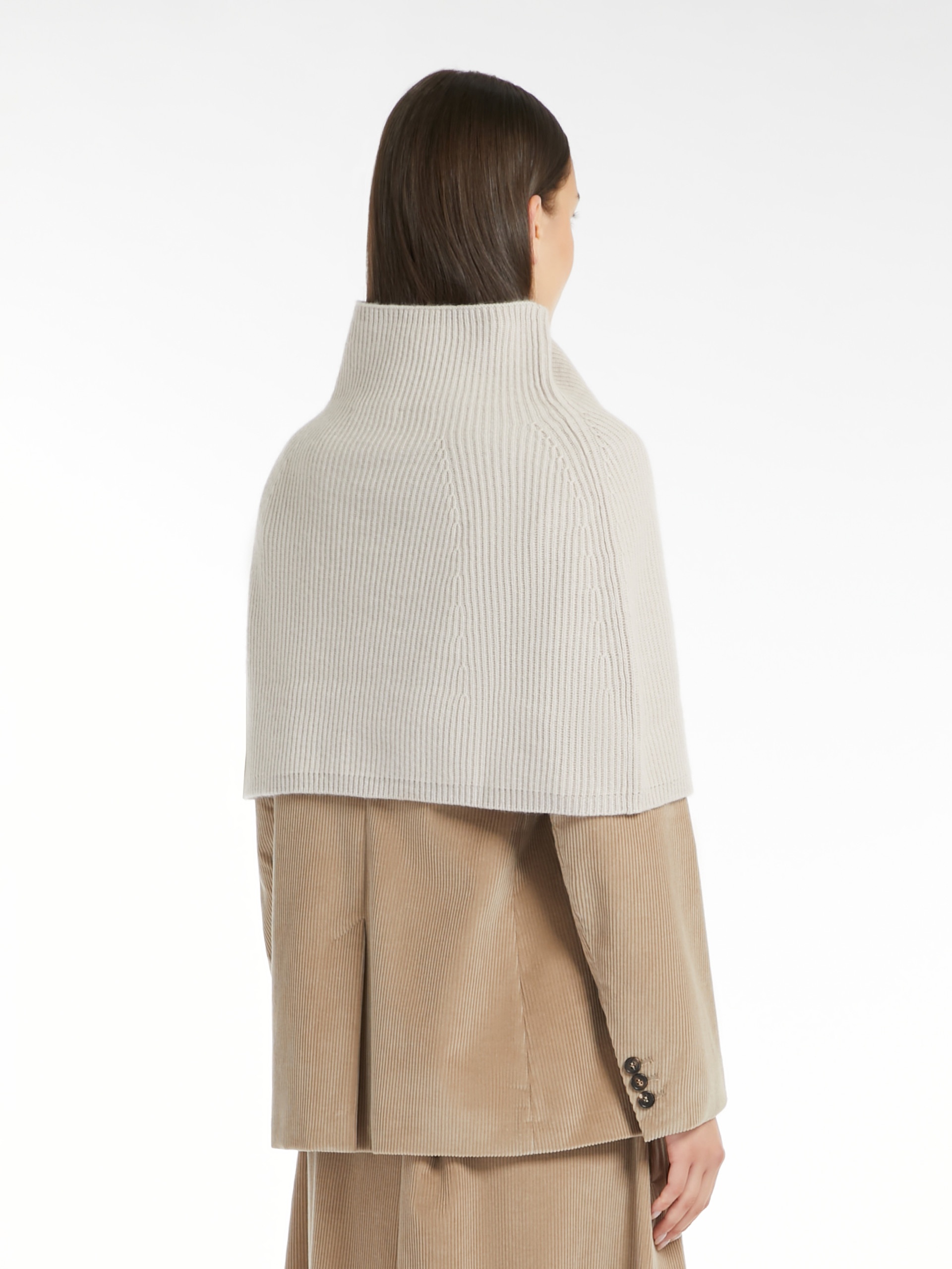 GIULIO Wool and cashmere ribbed cape - 4