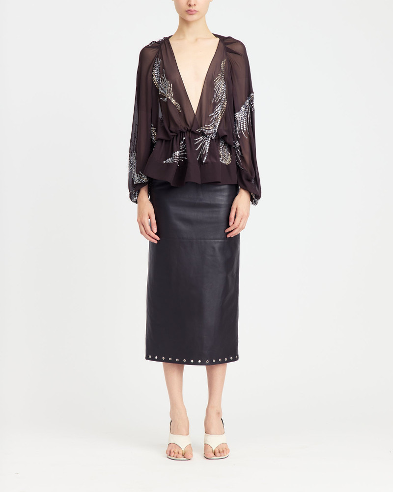 16ARLINGTON LOLA MIDI SKIRT IN LEATHER outlook