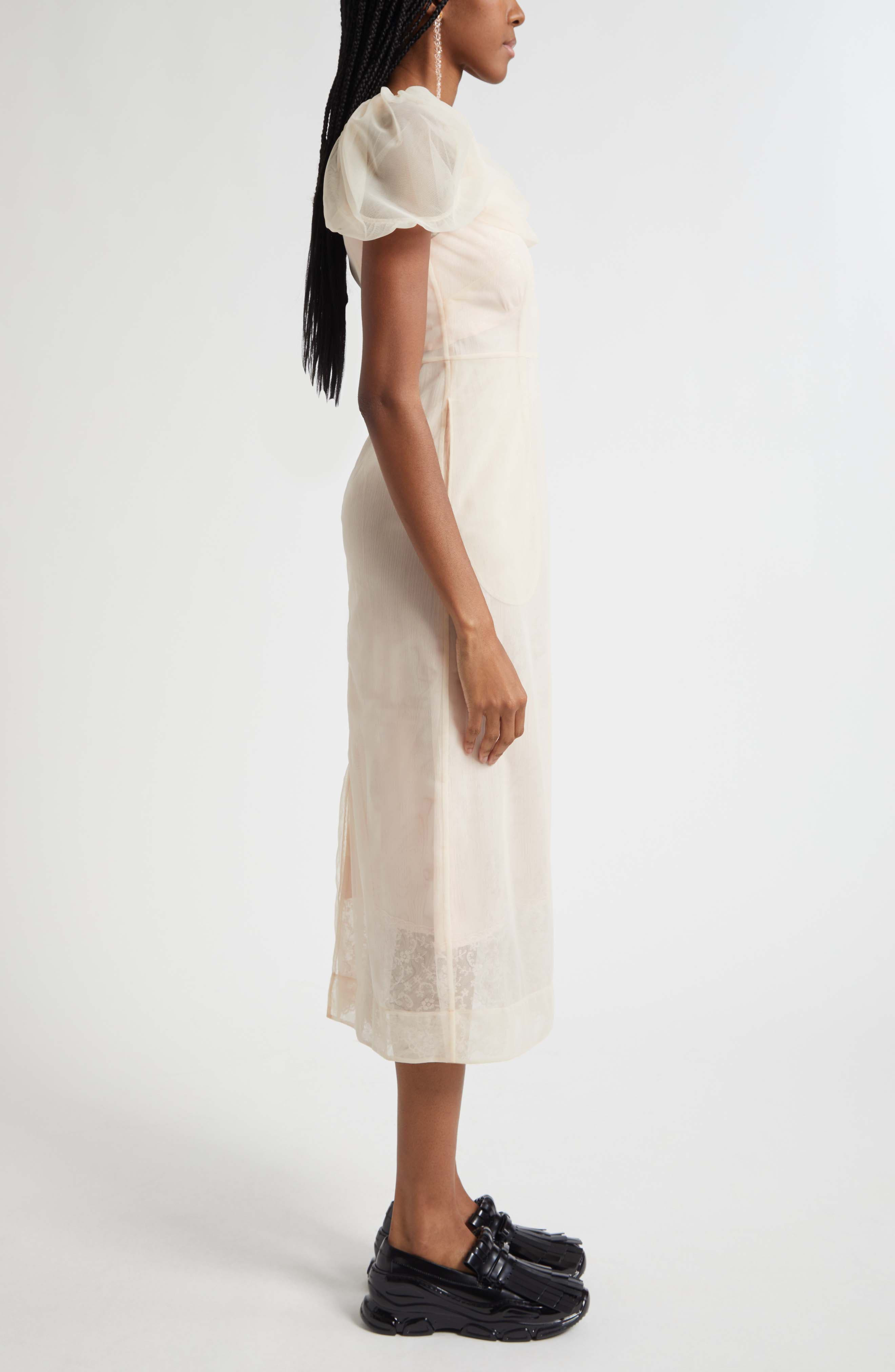 Simone Rocha Sheer Sculpted Gathered Bust Dress in Nude at Nordstrom - 3