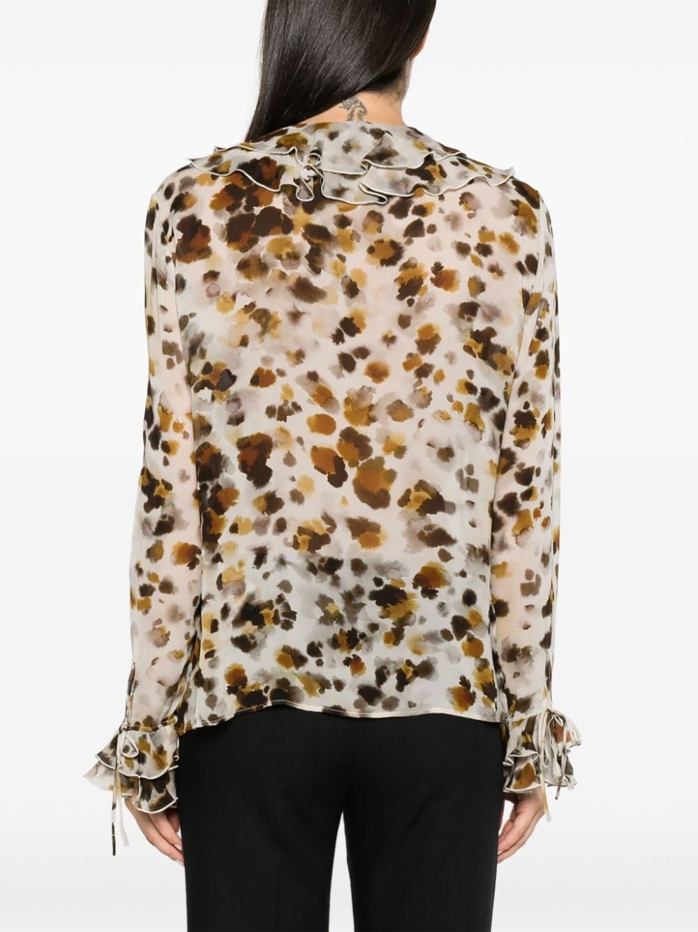 abstract-print chiffon blouse - 4