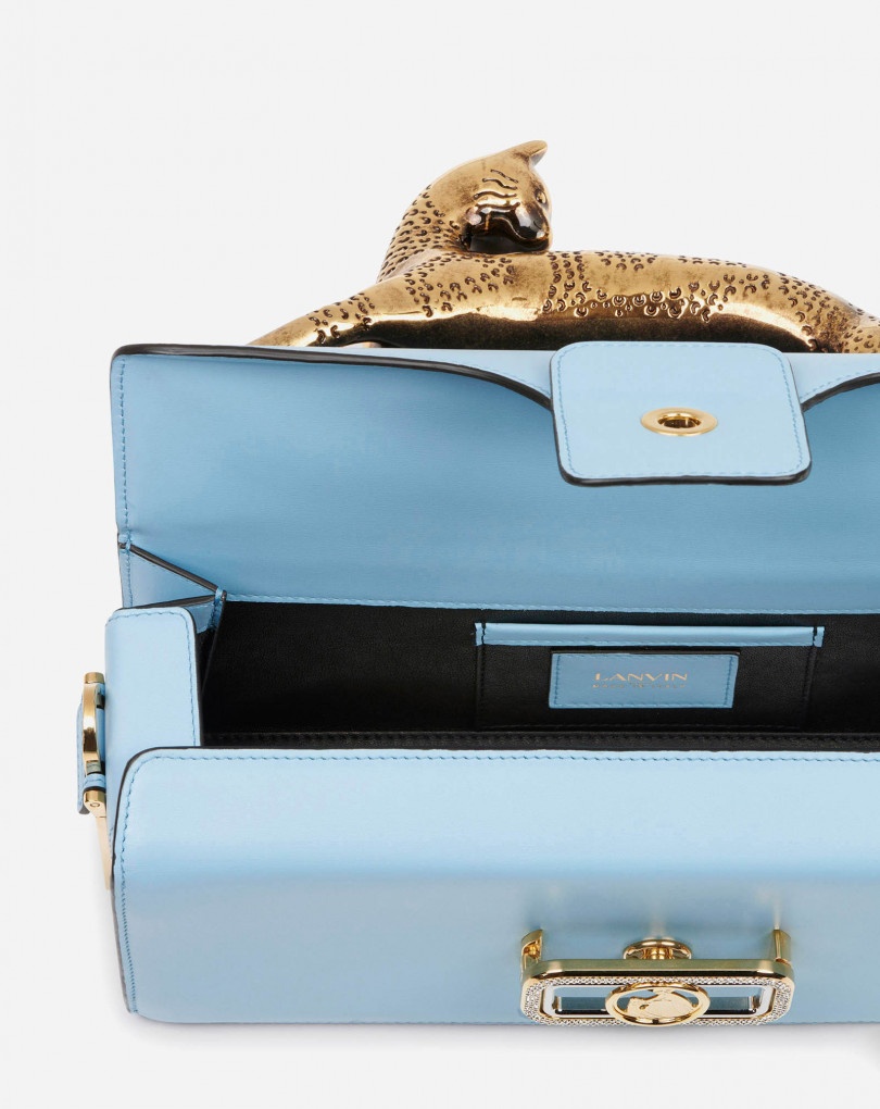 PENCIL CAT BAG IN SHINY CALFSKIN LEATHER AND RHINESTONES - 5