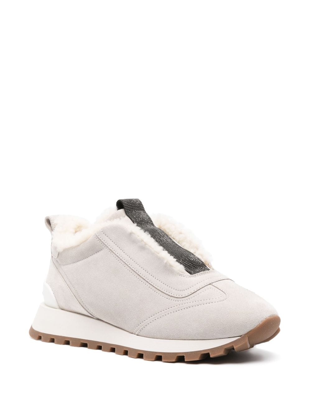 Monili chain-detail suede sneakers - 2