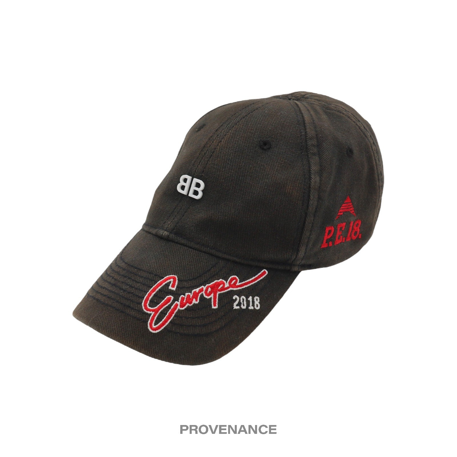 Balenciaga BB Europe Embroidered Cap - Washed Black - 2