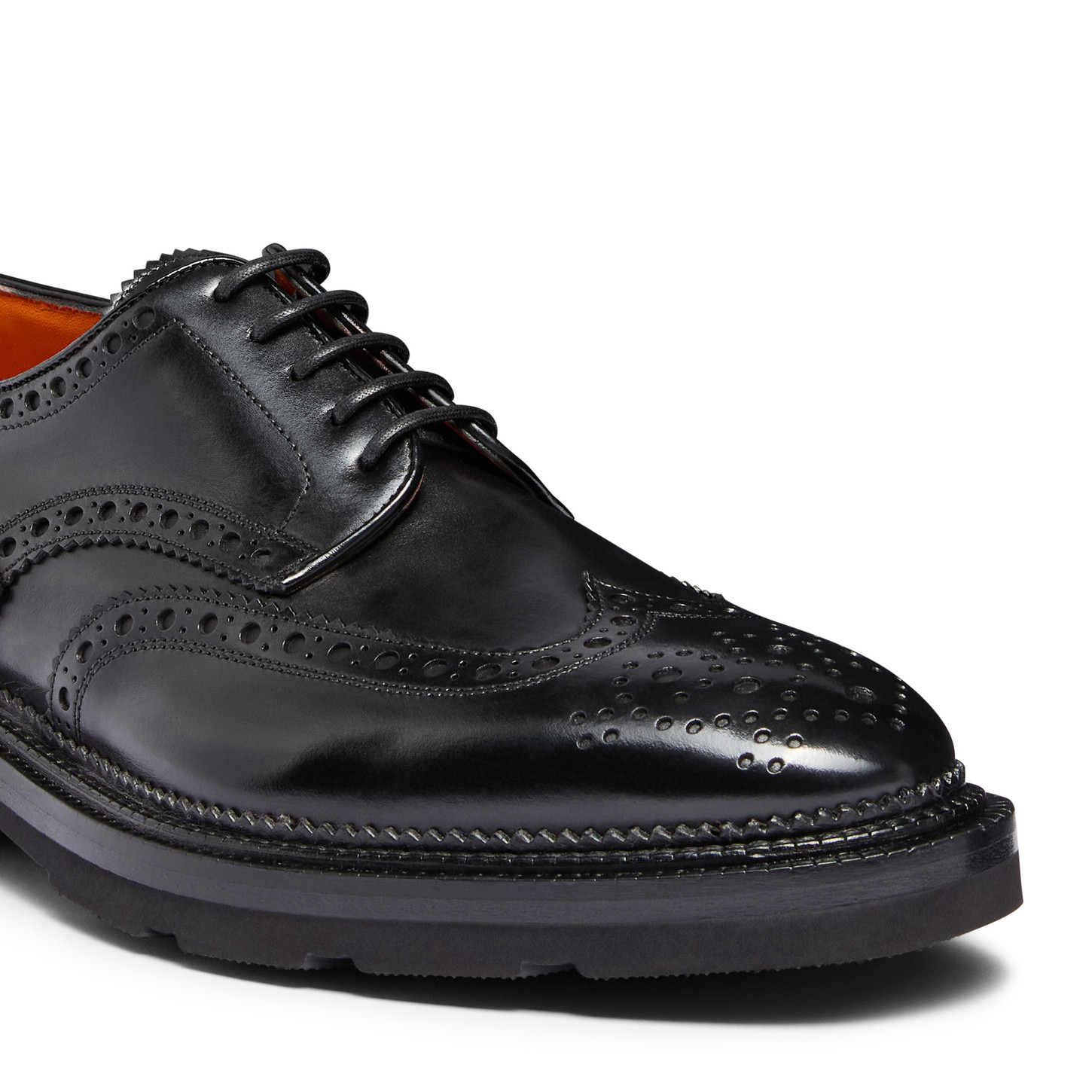 Men's black leather Derby brogue shoe - 5