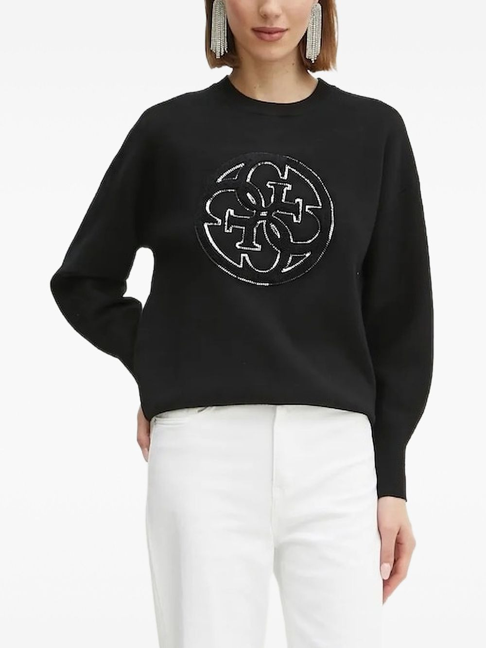 embroidered-logo sweater - 1