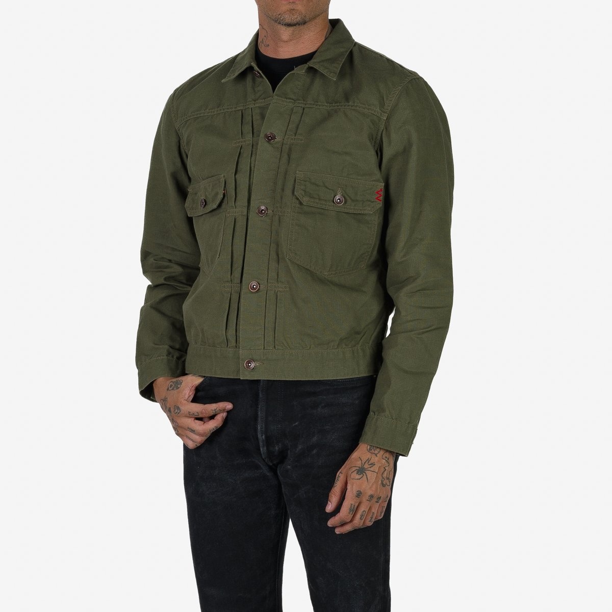 IHJ-134-ODG 9oz Paraffin Coated OX Type II Jacket - Olive Drab Green - 2