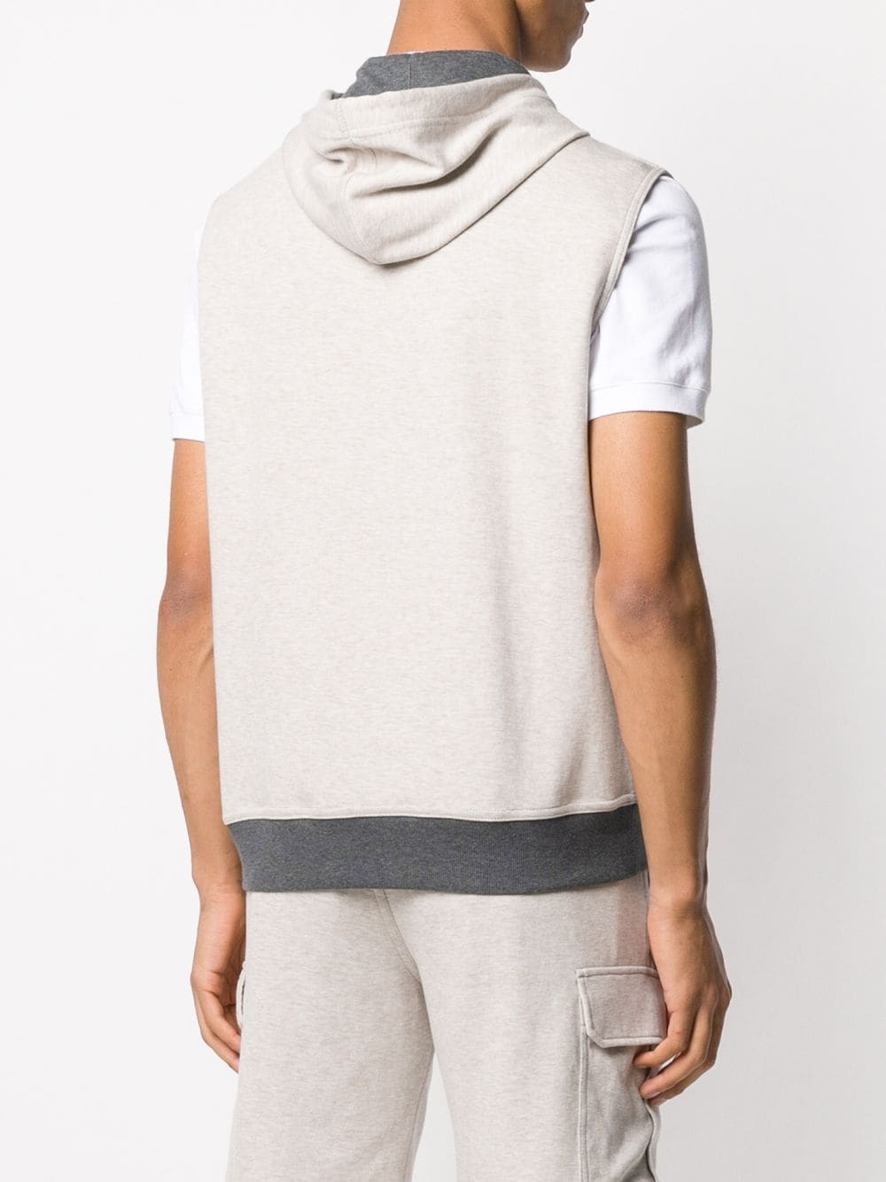 sleeveless contrasting-hem hoodie - 4