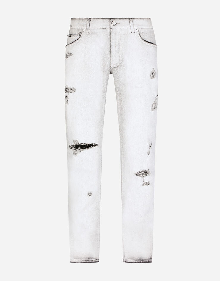Coated skinny stretch jeans with rips - 3