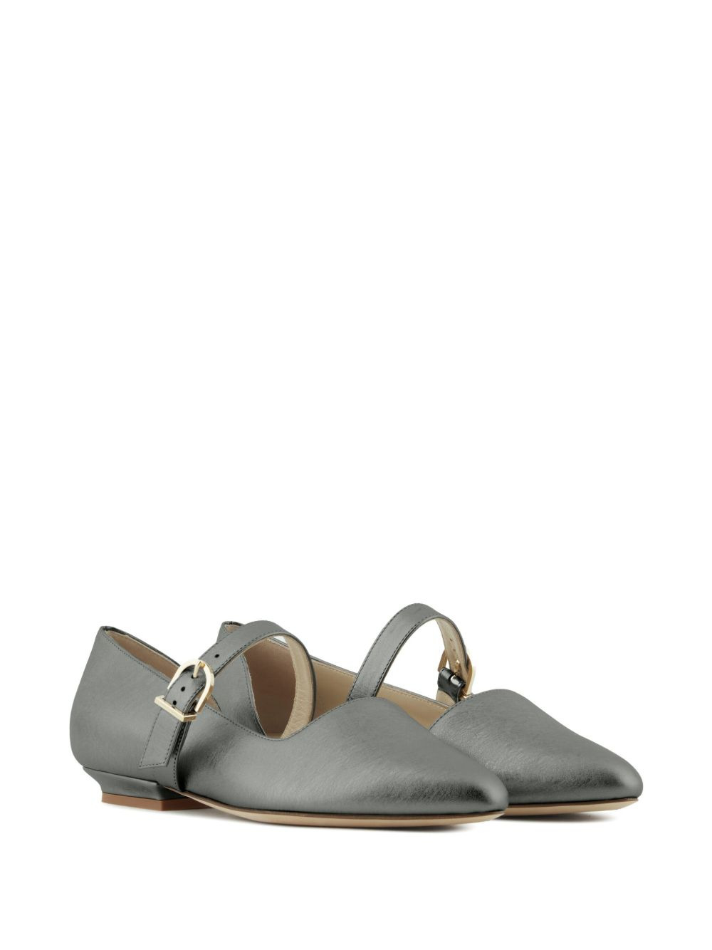 lamé-effect leather ballerina shoes - 2