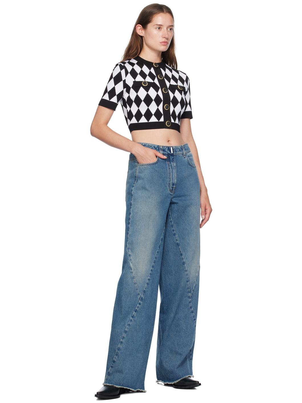 デニム・ジーパン Givenchy High-Waisted Oversized Jeans Givenchy OVERSIZED JEANS IN DENIM WITH STITCHING DETAILS