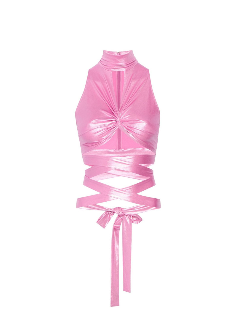 Coated Jersey Wrap Bra Top 1