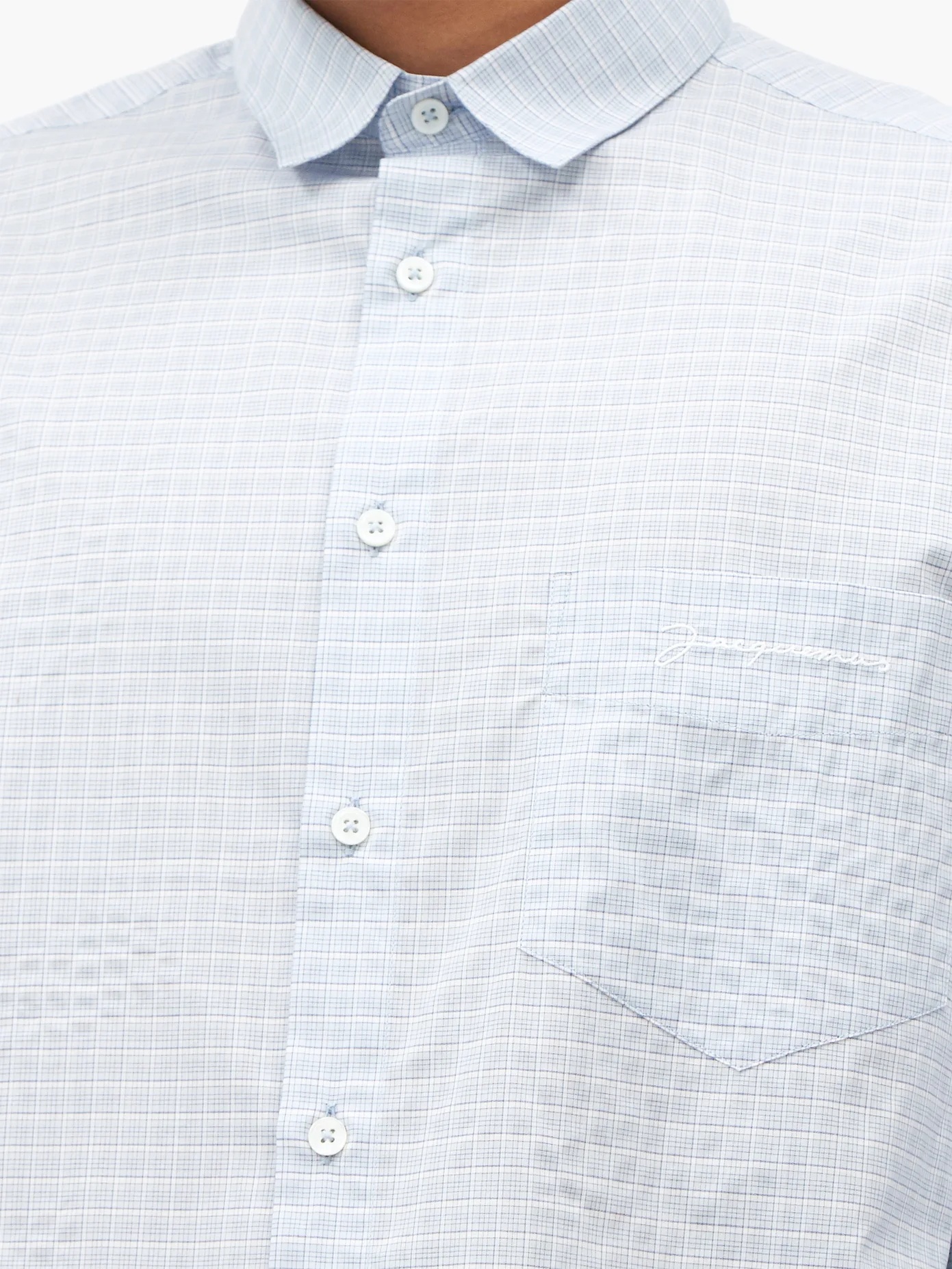 Simon micro-check cotton-poplin shirt - 3