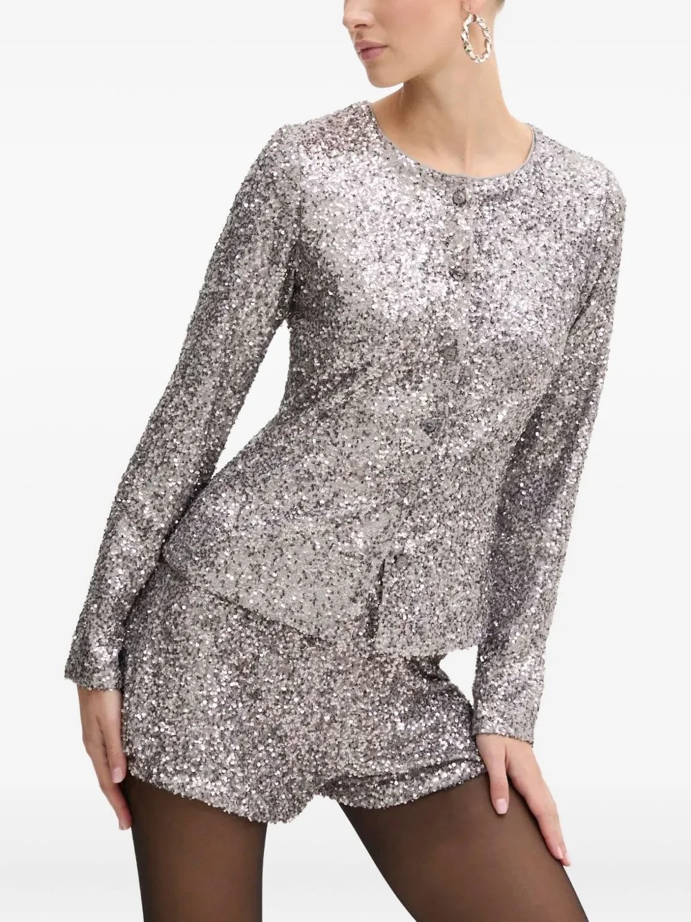 sequin-embellished button-down top - 1