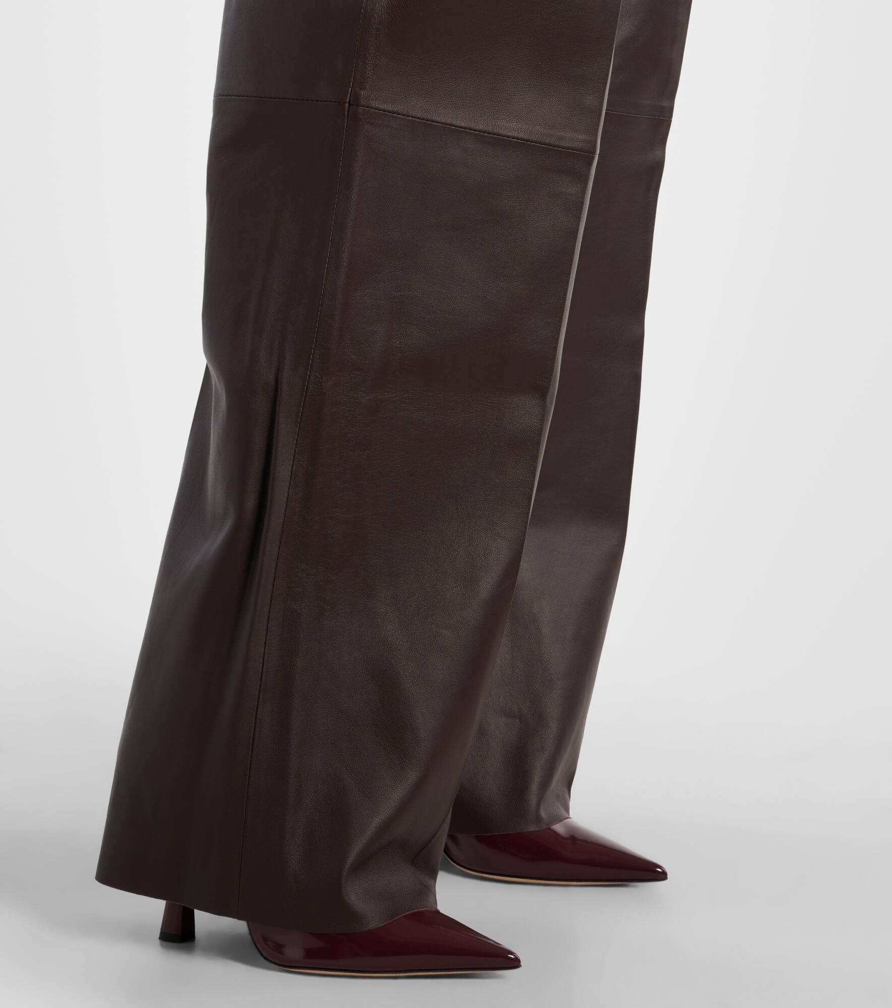 Illustration leather wide-leg pants - 5