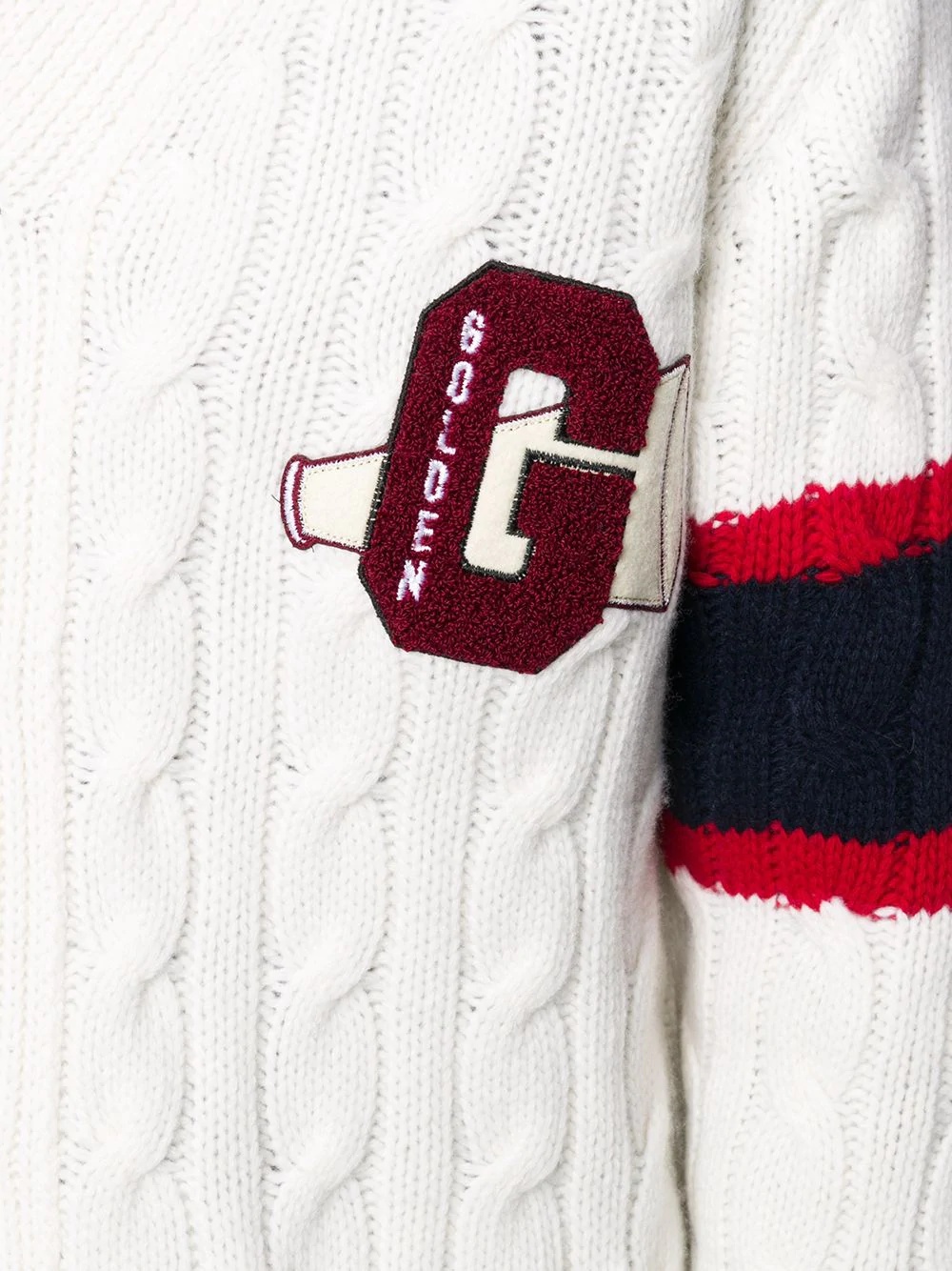 logo patch cable knitted cardigan  - 5