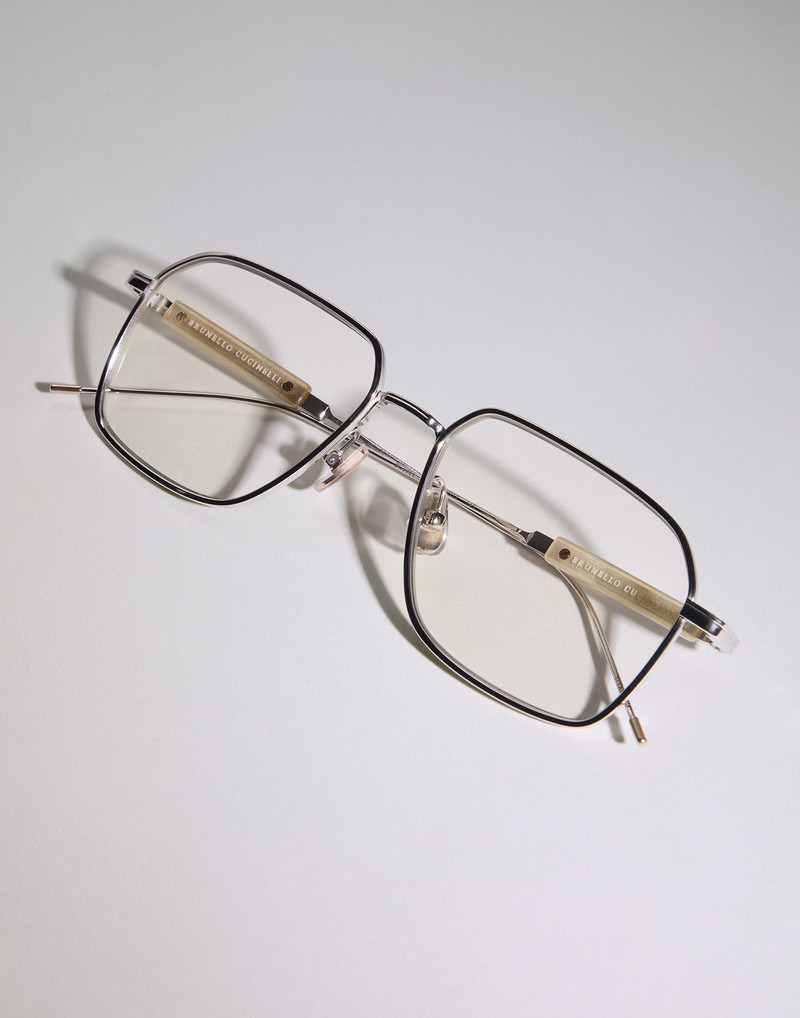 Sartorial Sunset palladium-plated titanium and horn glasses 3