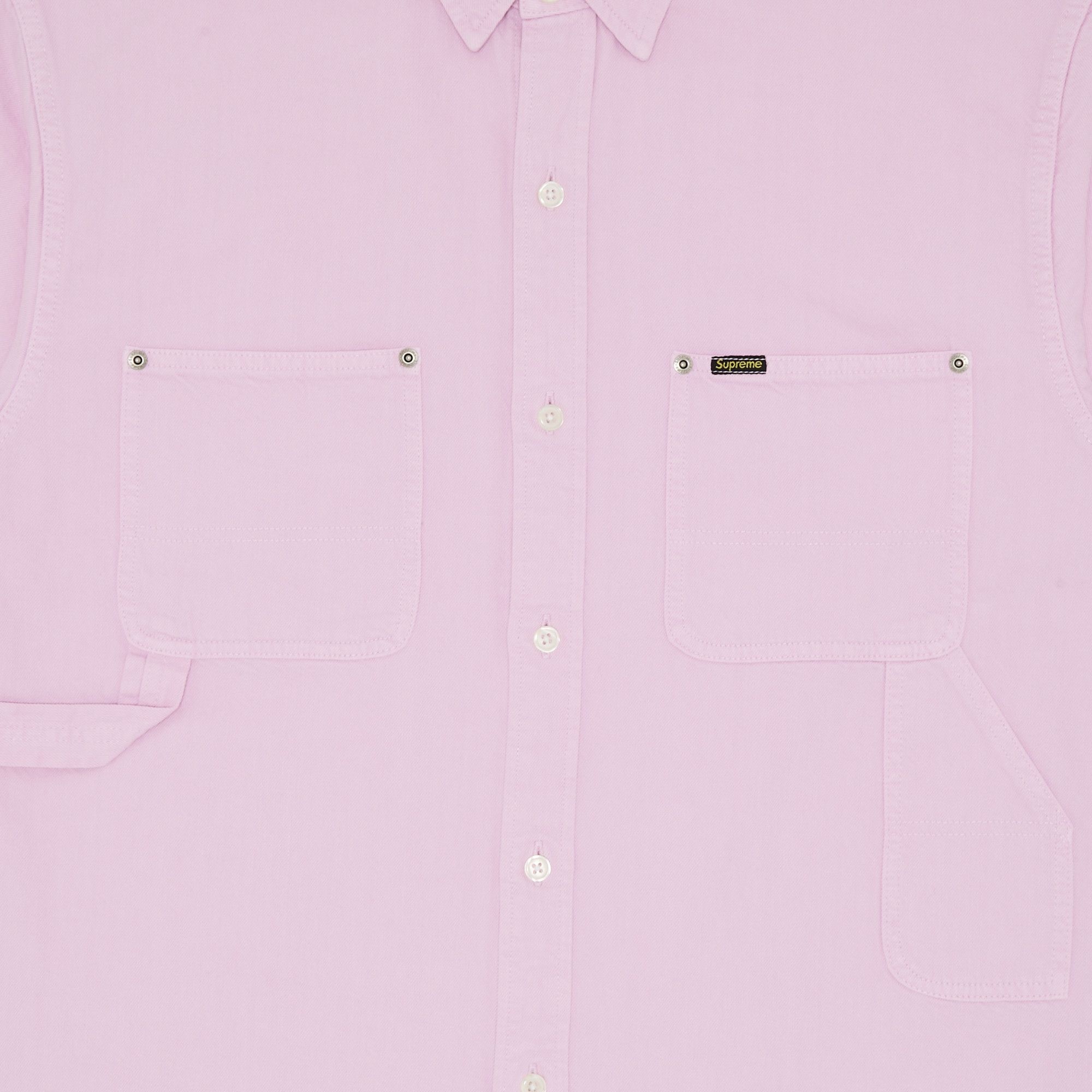 Supreme Loose Fit Short-Sleeve Denim Painter Shirt 'Pink' - 3