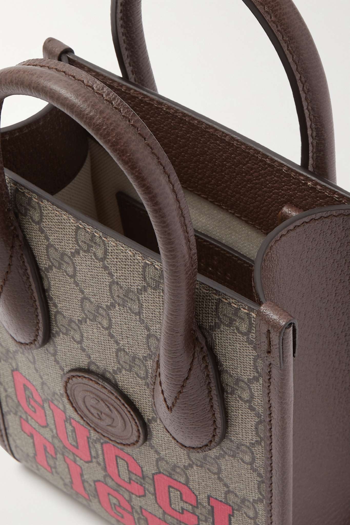 GG Supreme mini leather-trimmed printed coated-canvas tote - 5