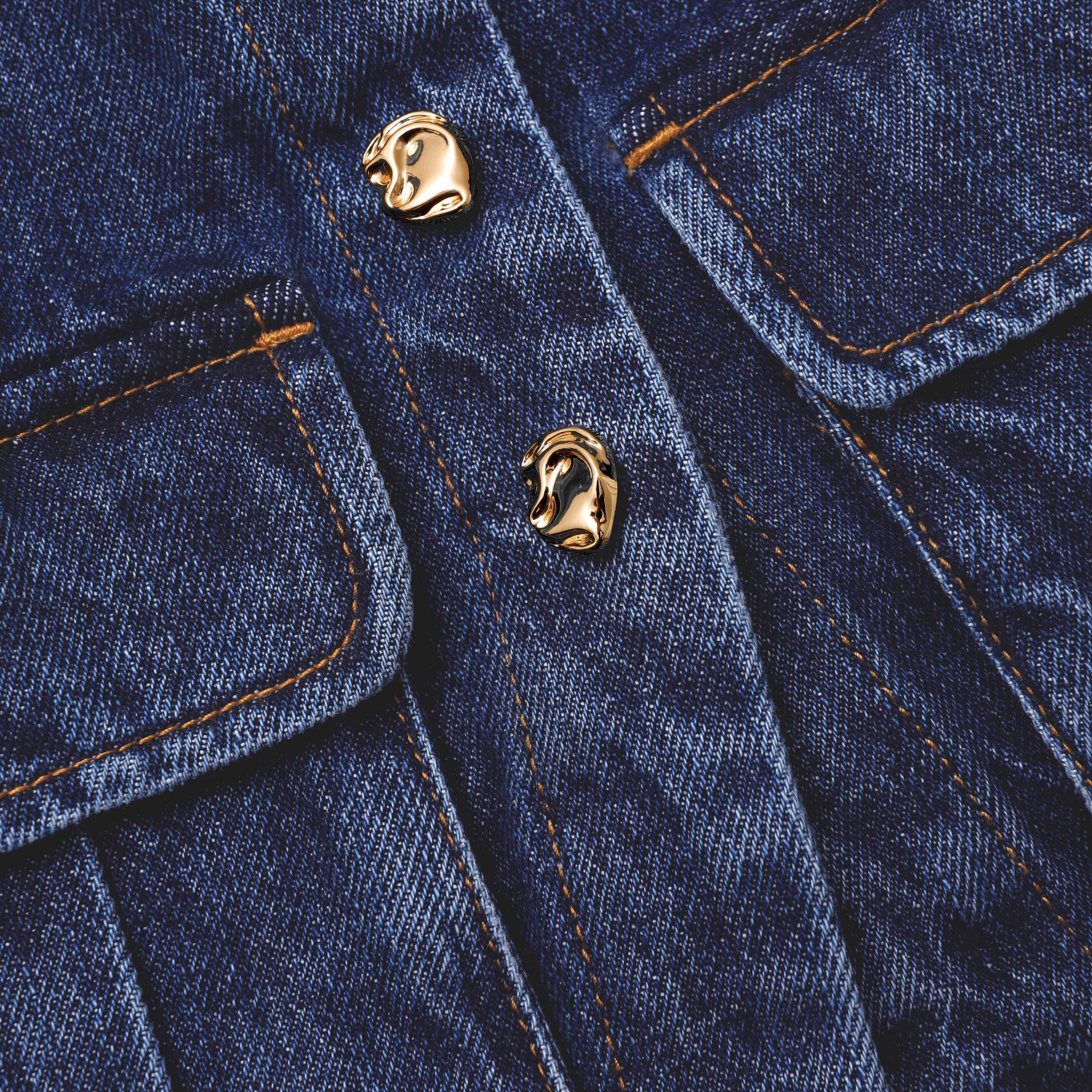 Denim Buttoned Jumpsuit - 5