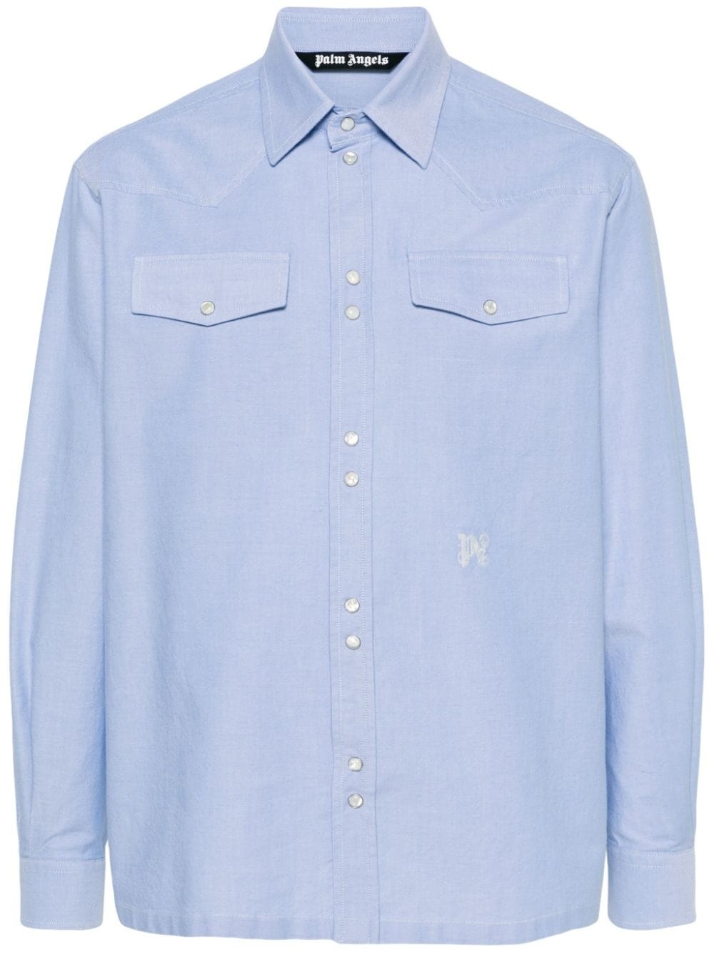 monogram-embroidered cotton shirt - 1
