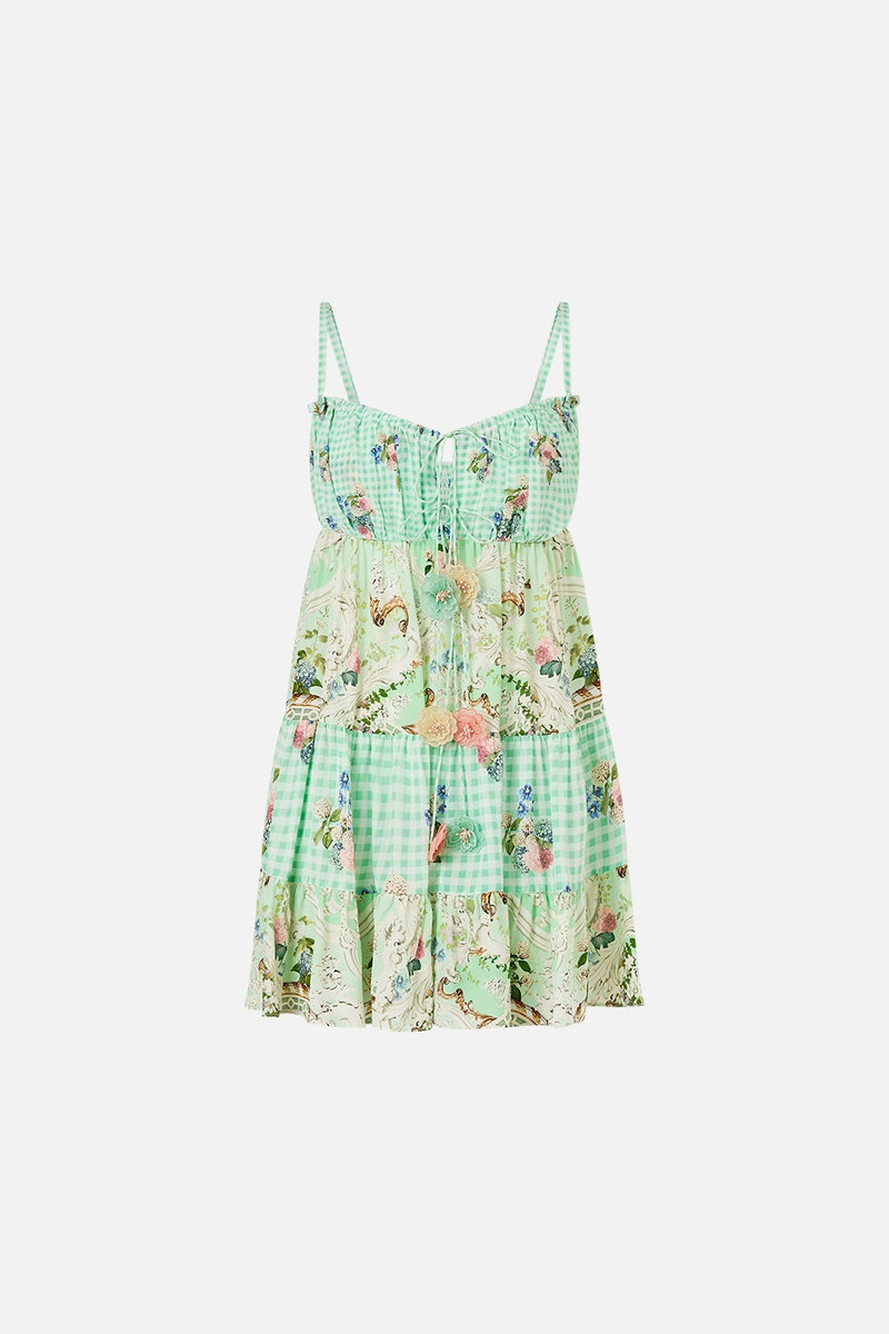 GATHERED BUST TIERED MINI DRESS 1