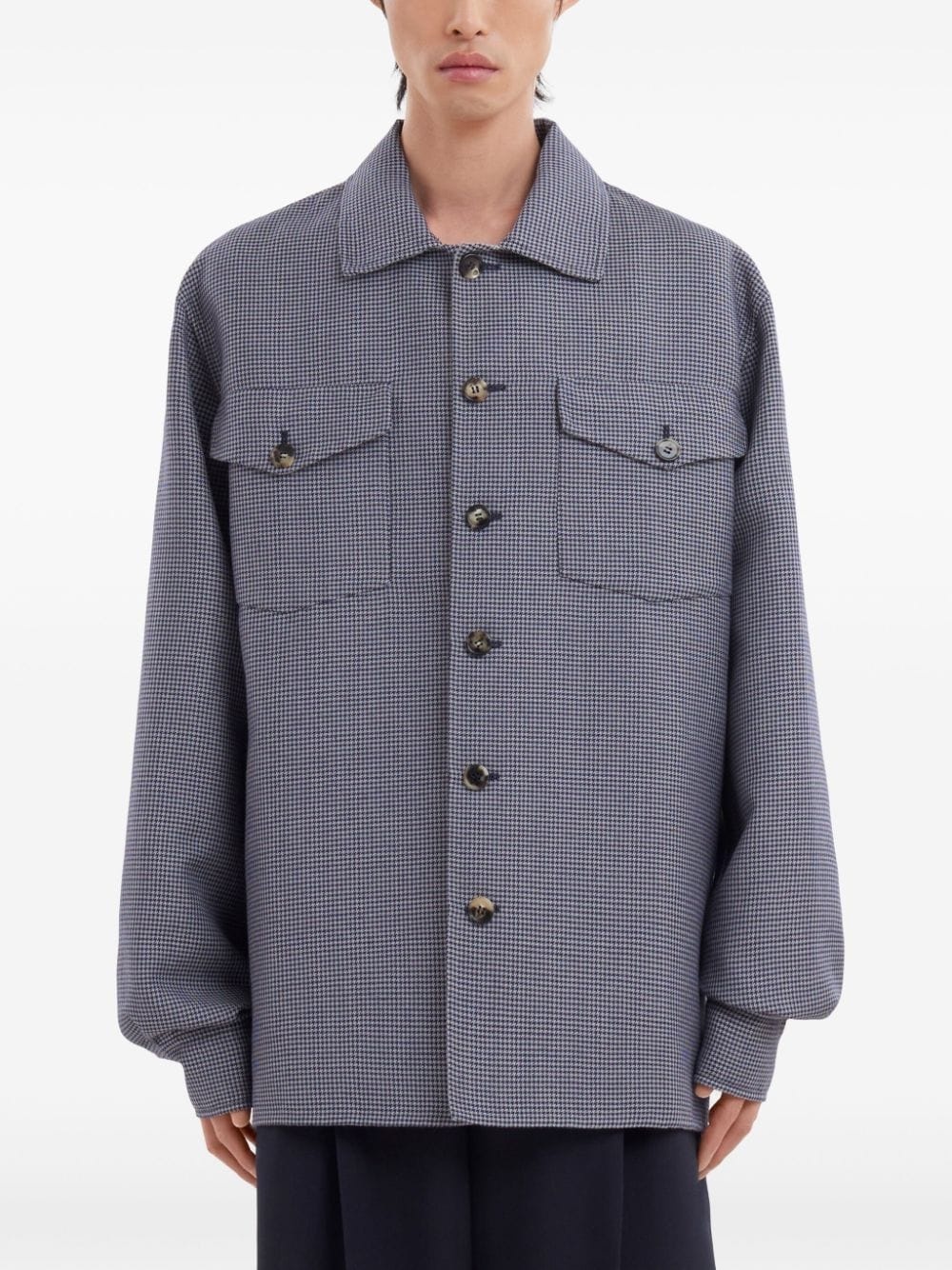 houndstooth-print flap-pocket shirt - 3