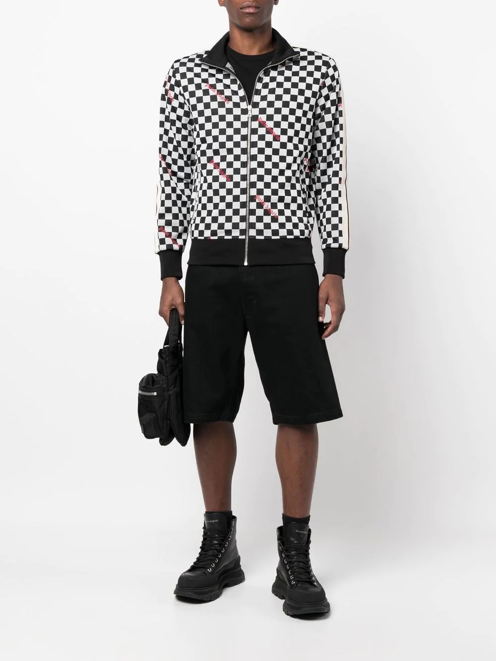 damier-print track jacket - 2