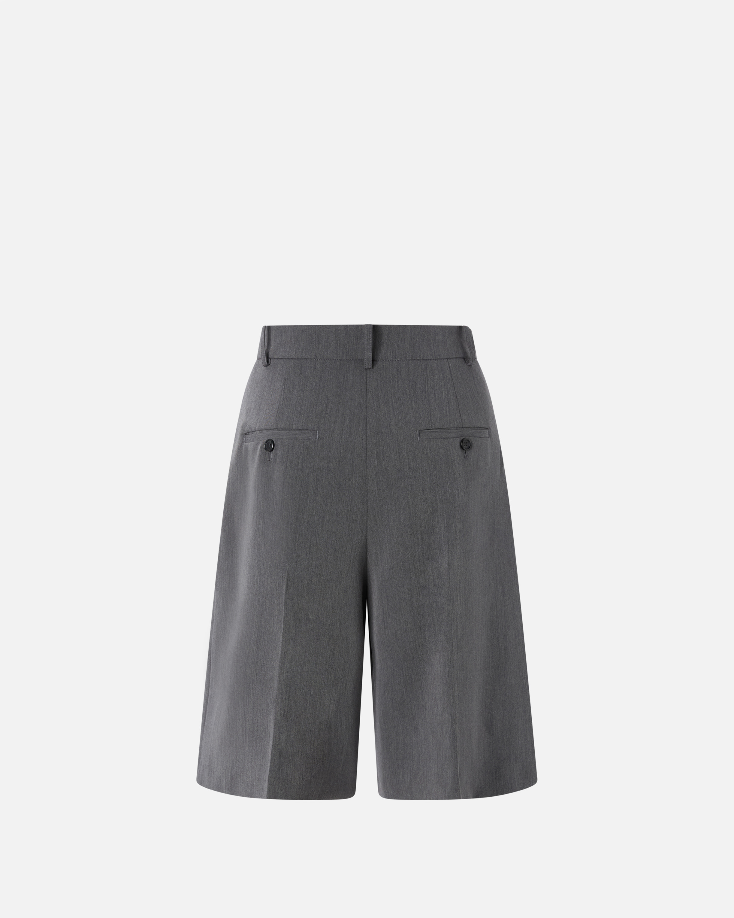GREY BERMUDA SHORTS IN FRESH WOOL WITH TAILORED PLEATS - 2