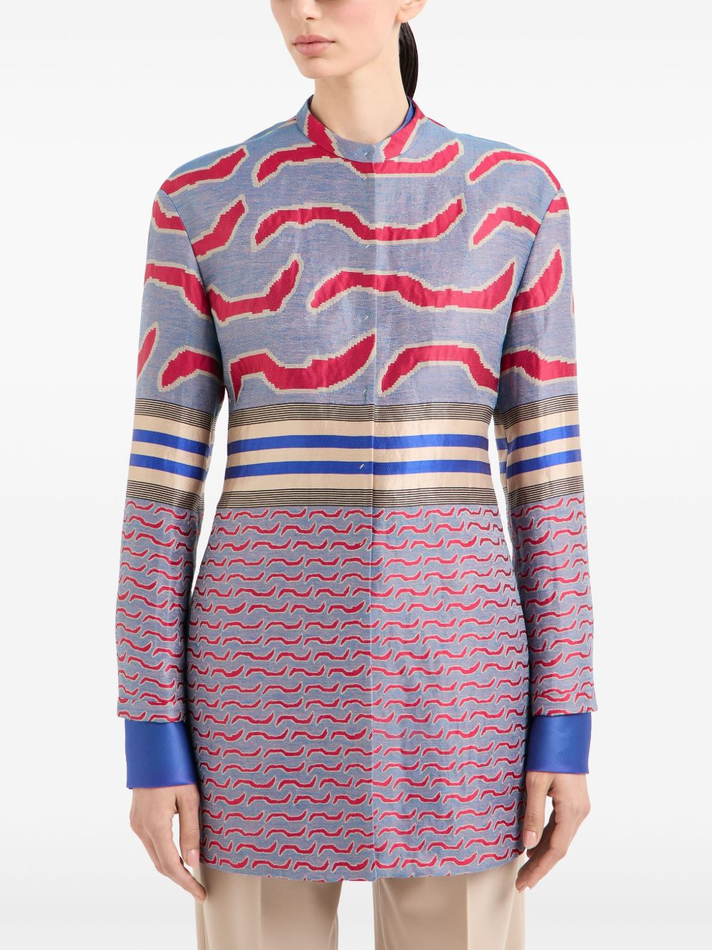 patterned-jacquard coat - 3