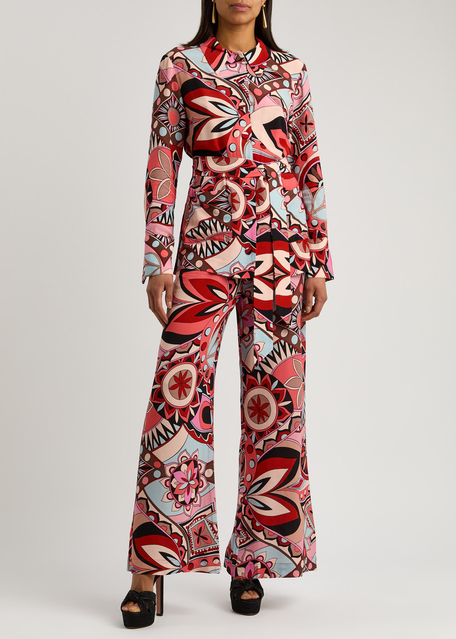 Rixo Aurelio Printed Belted Crepe Shirt - 4
