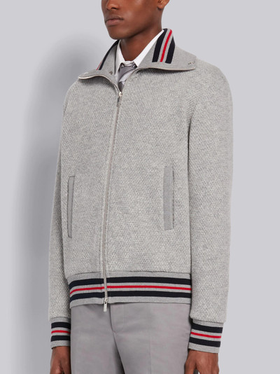 Thom Browne Light Grey Wool Pique Relaxed Fit Funnel Neck Zip-up Jacket outlook