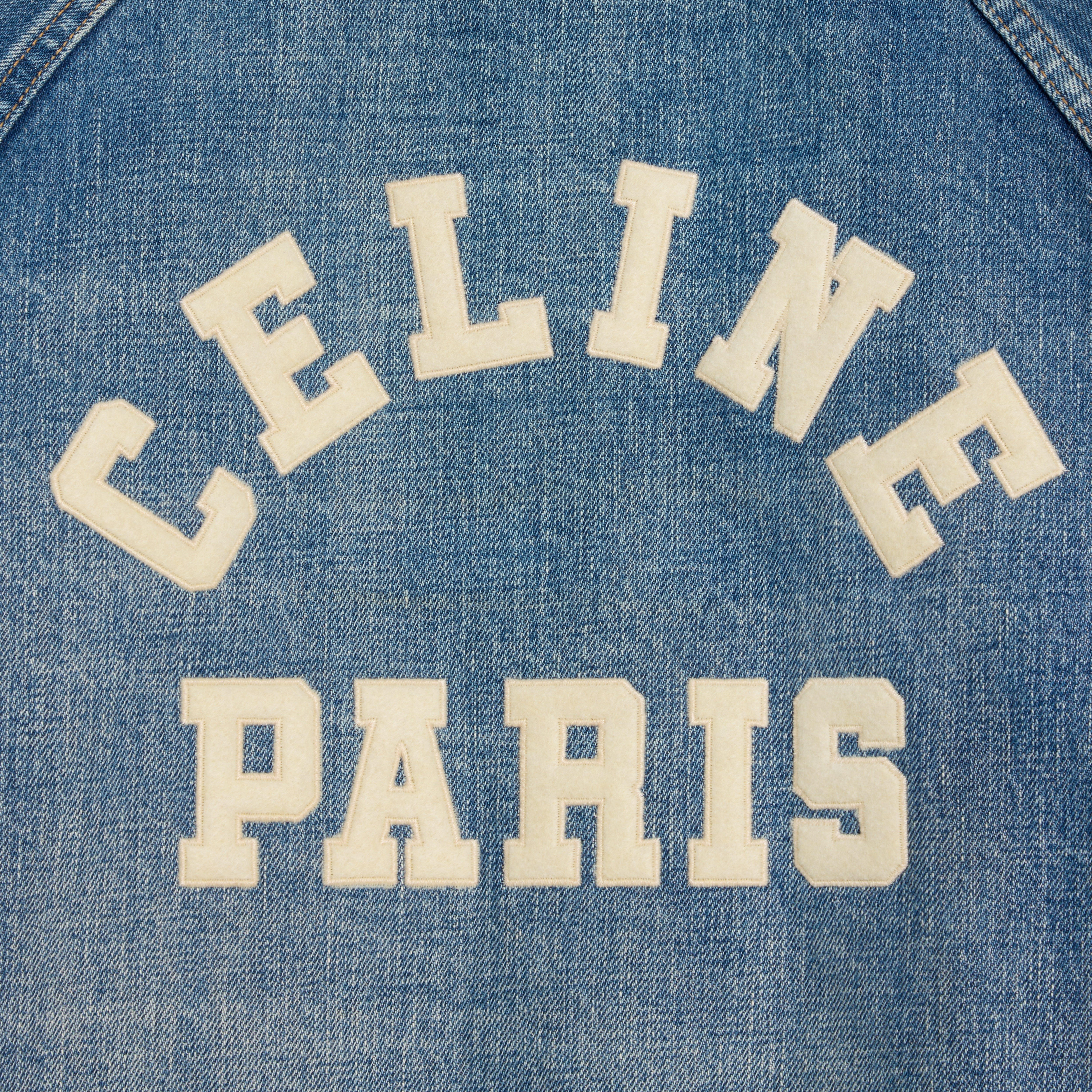 celine teddy jacket in clean ocean breathe wash denim - 4