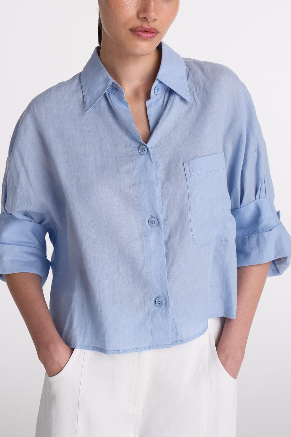 Next Ex Linen Shirt - Baby Blue - 3