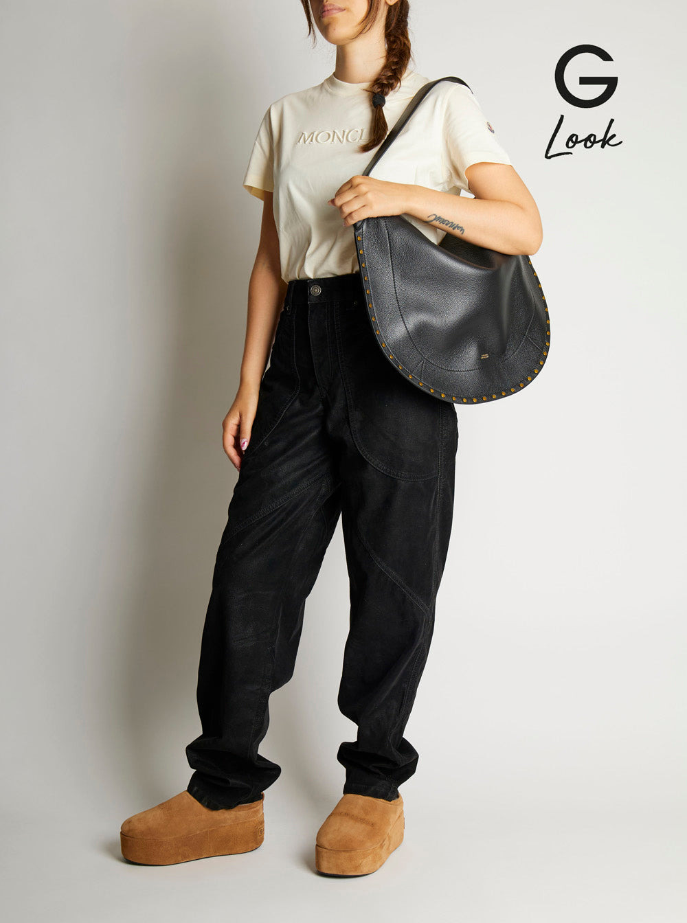 Isabel Marant Women 'Oskan Hobo' Black Shoulder Bag With Studs Trim In Leather Woman - 6