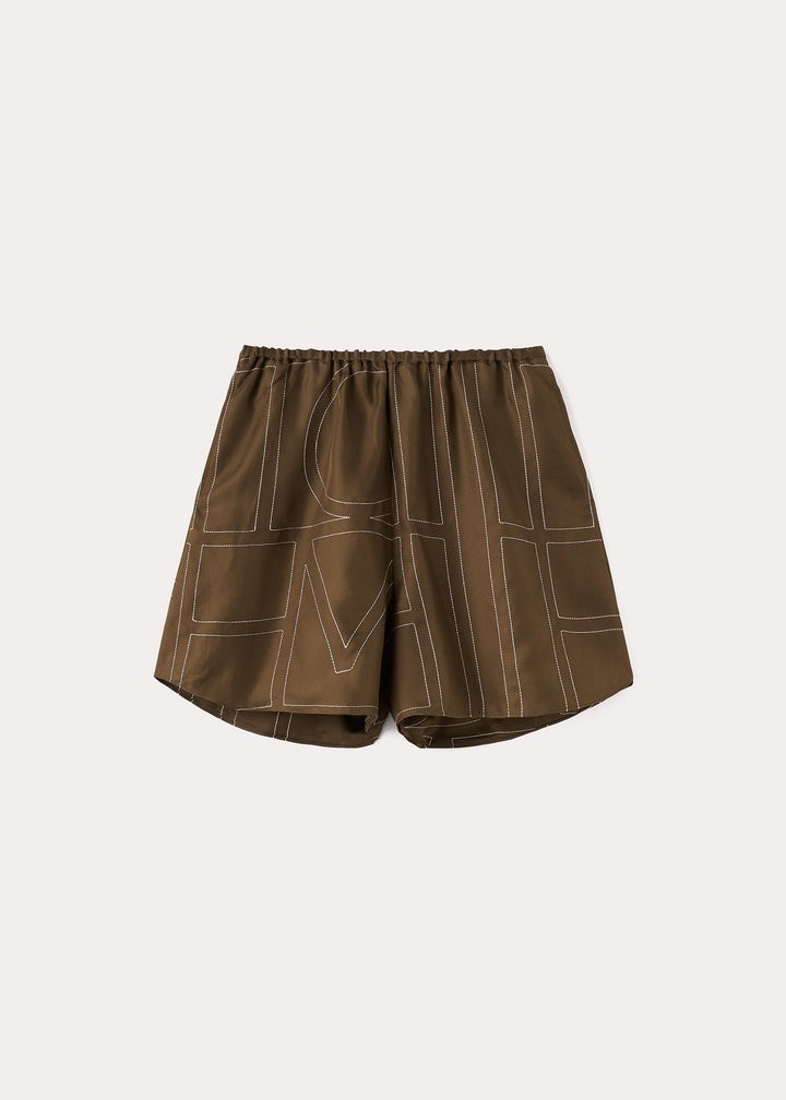 Monogram silk pj shorts mocha - 1