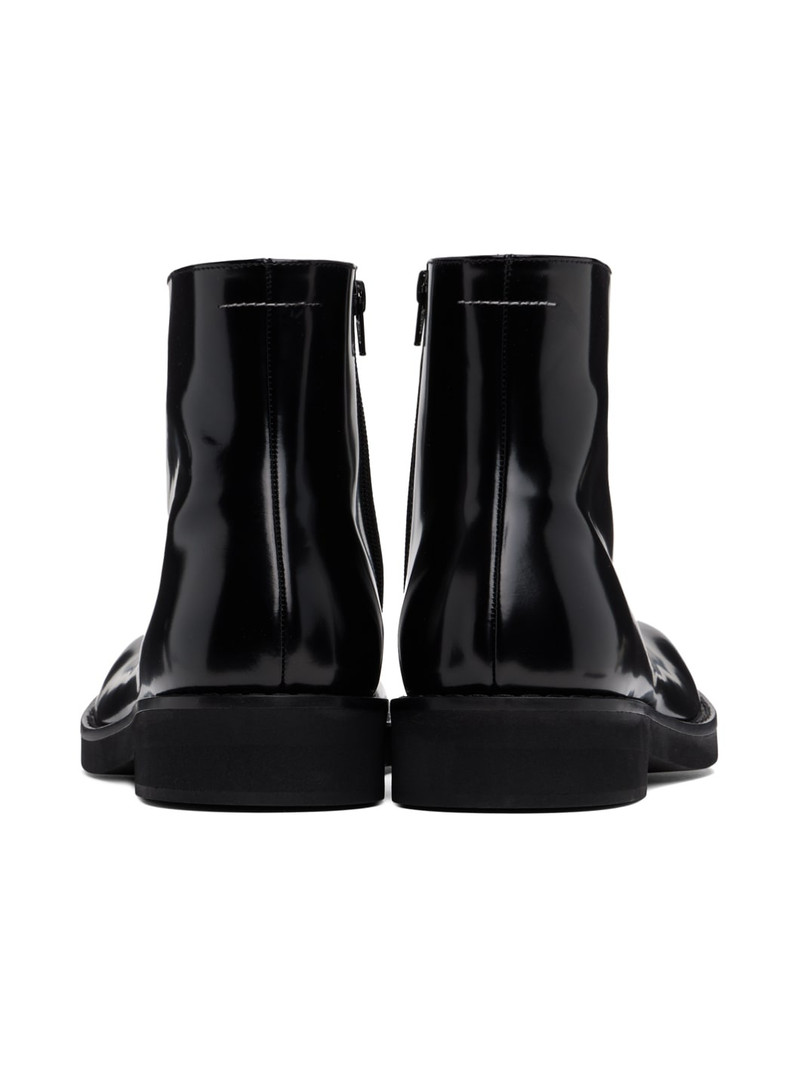 Black Polished Leather Boots 2