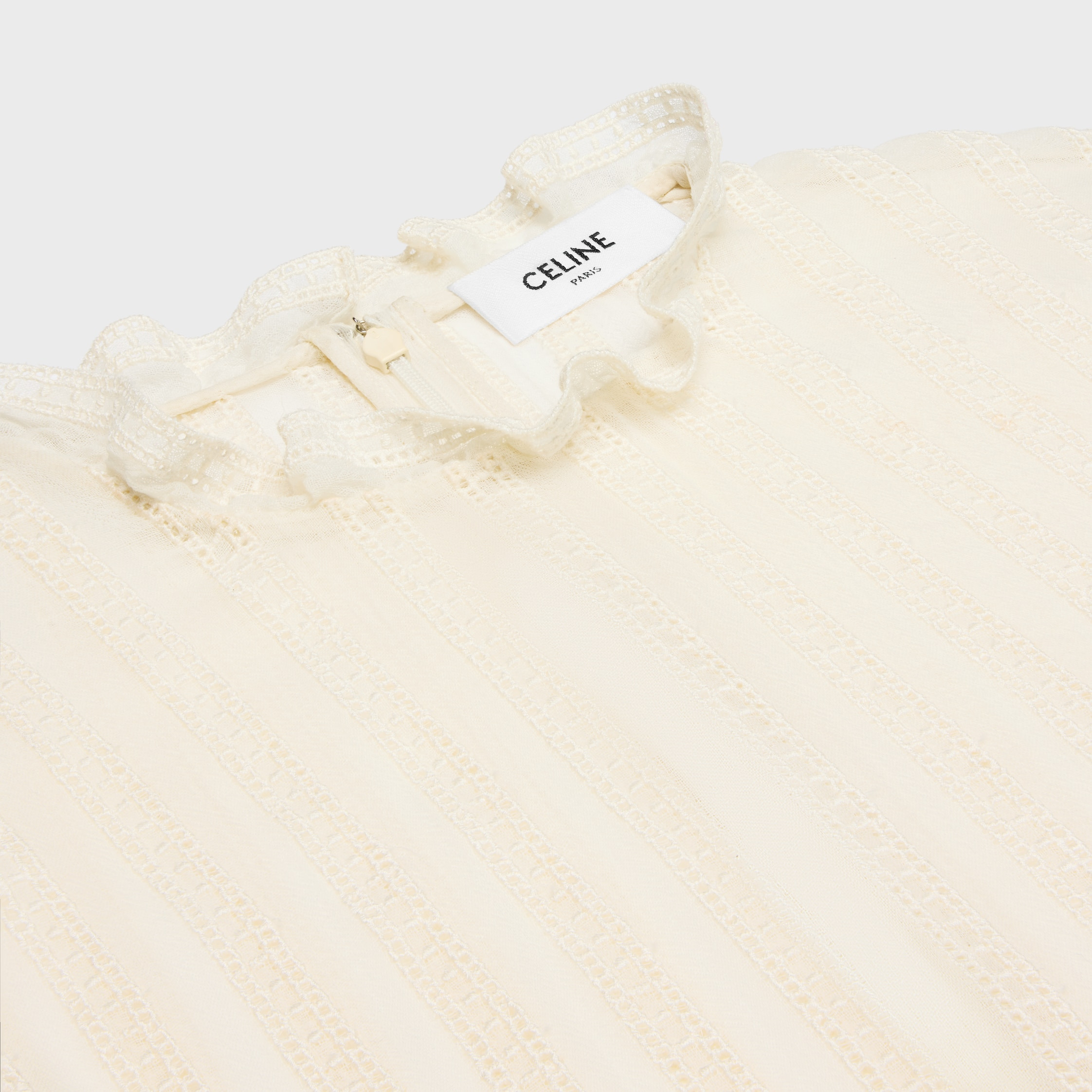 cropped blouse in muslin, cotton and wool - 3