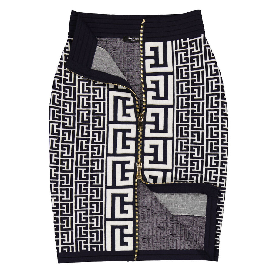 Balmain Monogram Jacquard High-Waist Skirt - 7