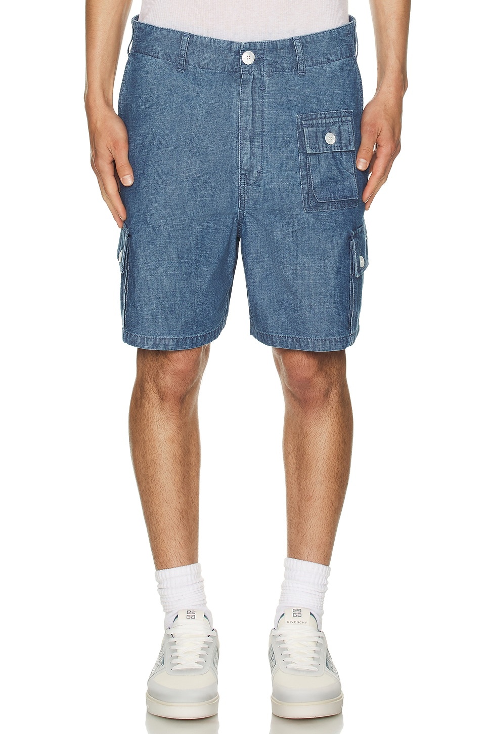 Chambray Cargo Shorts - 6