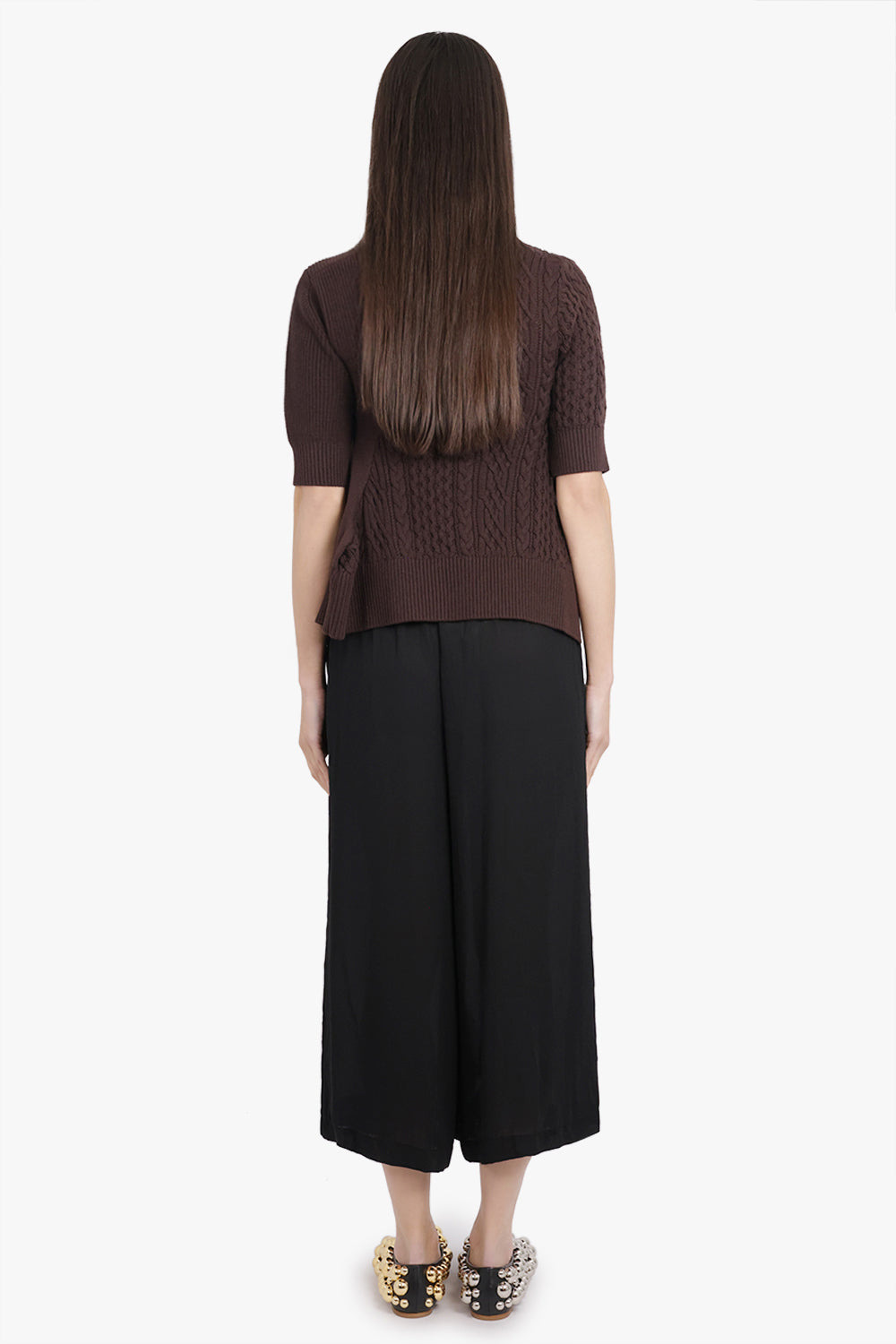 WIDE LEG SHEER CROP PANT | BLACK - 5