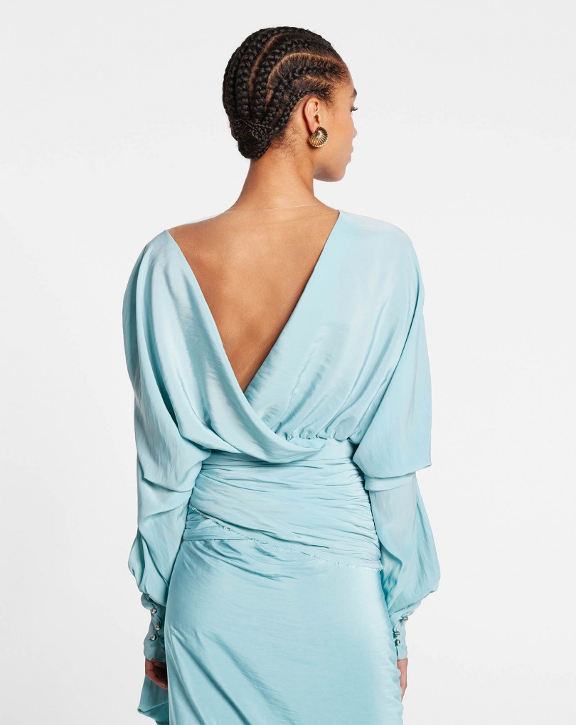 LONG-SLEEVE DRAPED TOP - 4