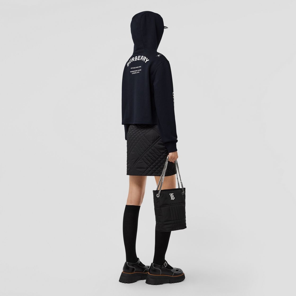 Constellation Print Cotton Cropped Hoodie - 7